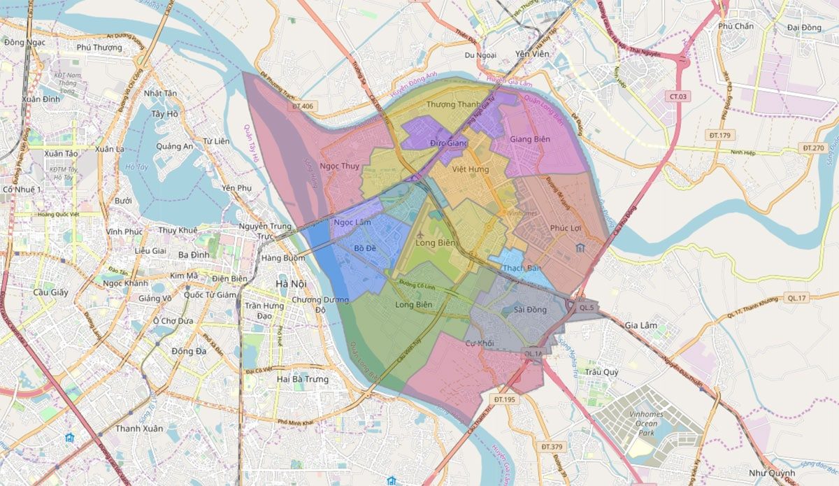 Bản đồ hành chính Quận Long Biên