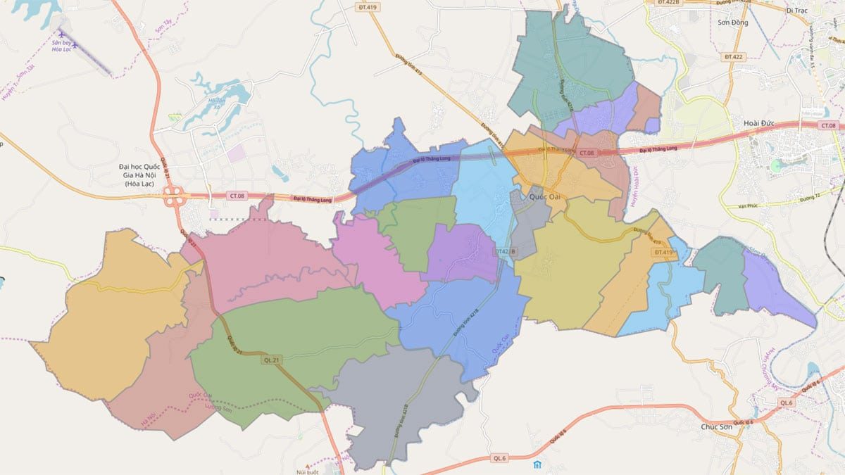 Bản đồ hành chính huyện Quốc Oai