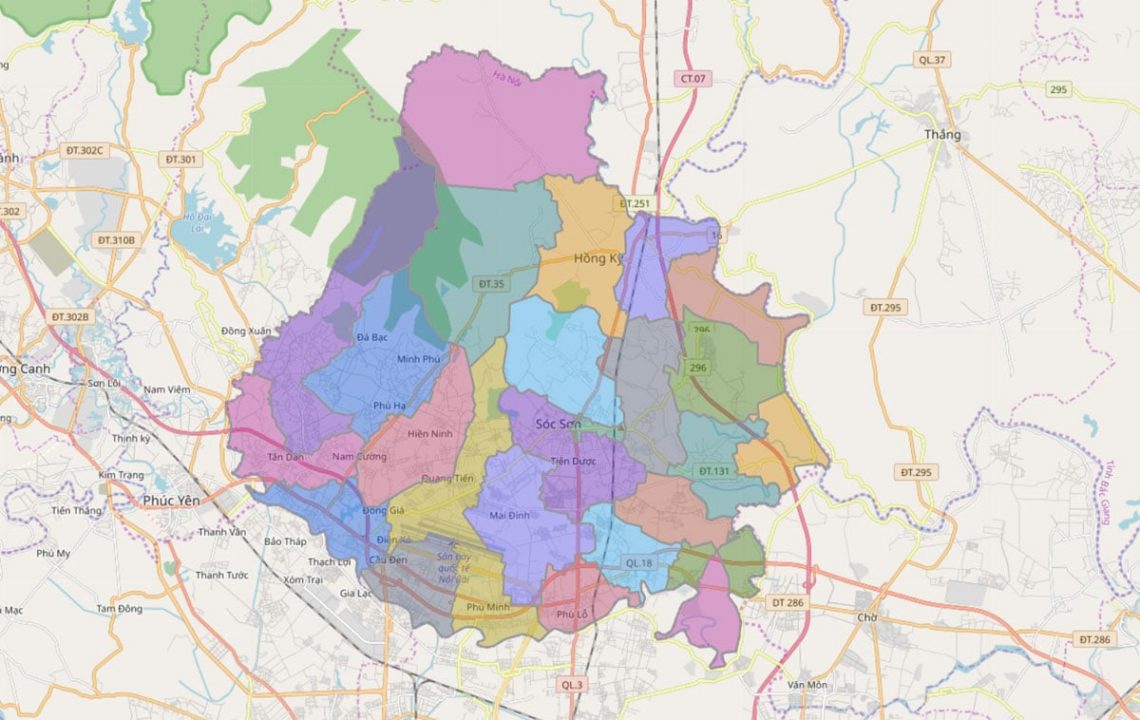 Bản đồ hành chính huyện sóc Sơn