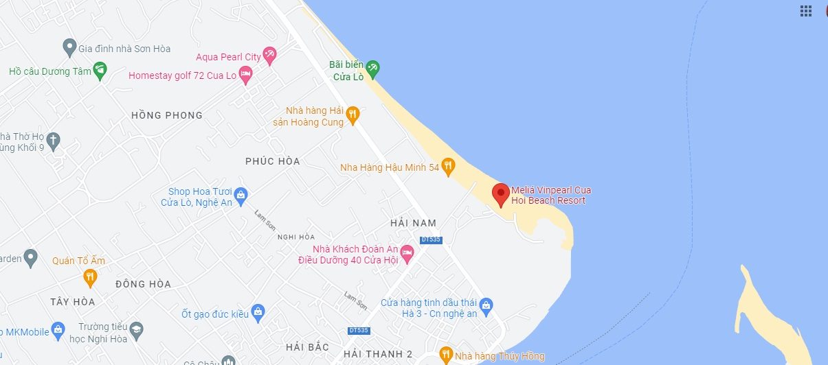 Bản đồ vị trí Meliá Vinpearl Cua Hoi Beach Resort