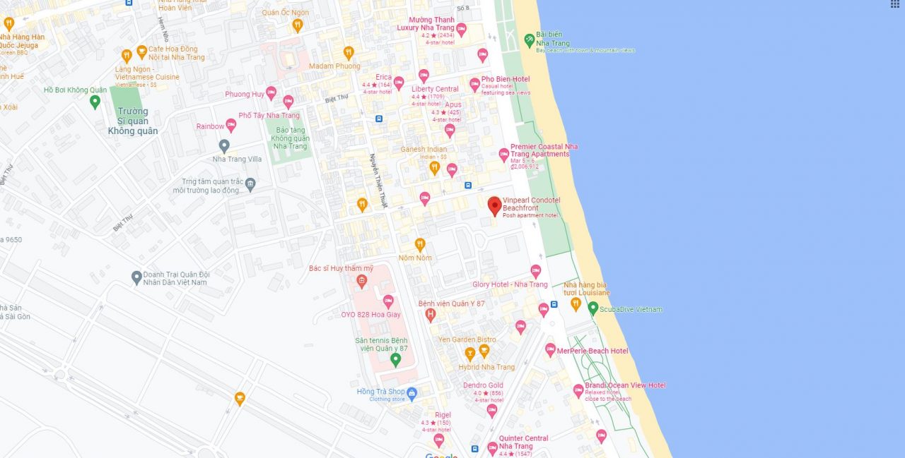 Bản đồ vị trí Vinpearl Beachfront Nha Trang