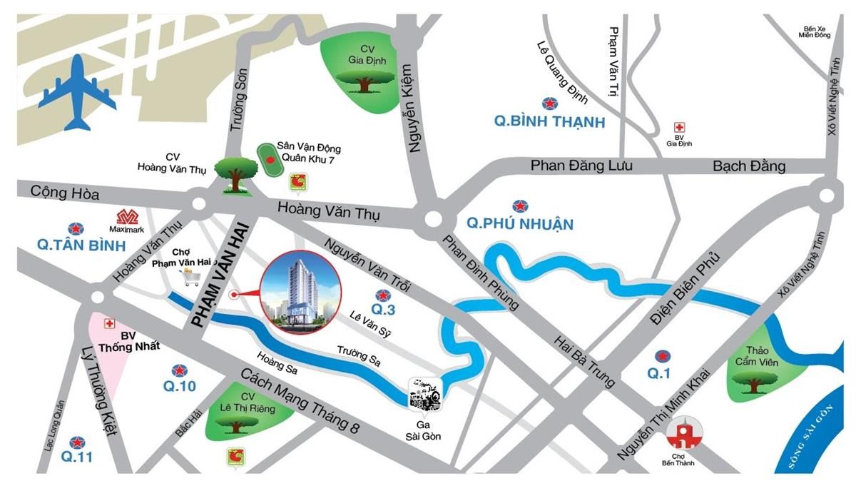 Bản đồ vị trí Central Plaza 91 PHẠM VĂN HAI
