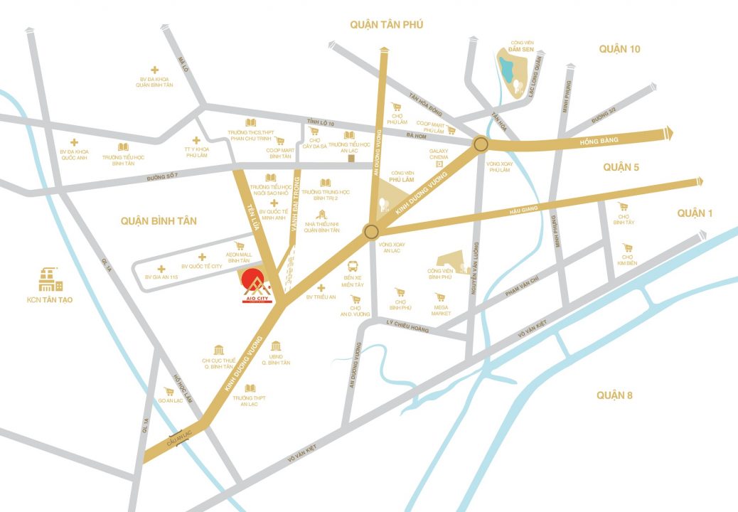 Bản đồ vị trí Aio City Bình Tân