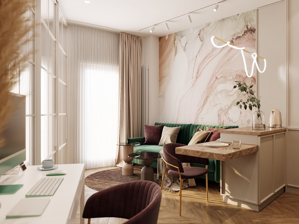 thiết kế căn hộ 1 phòng ngủ