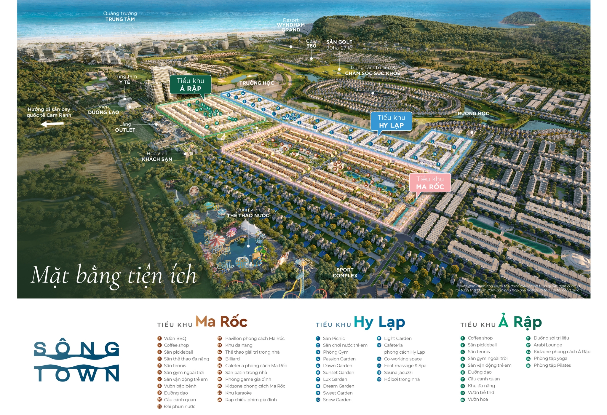 Mặt bằng tiện ích phân khu Sông Town Caraworld Cam Ranh