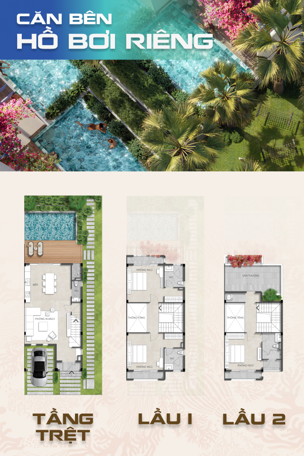 CĂN BÊN HỒ BƠI RIÊNG Tiểu khu Ma Rốc Sông Town