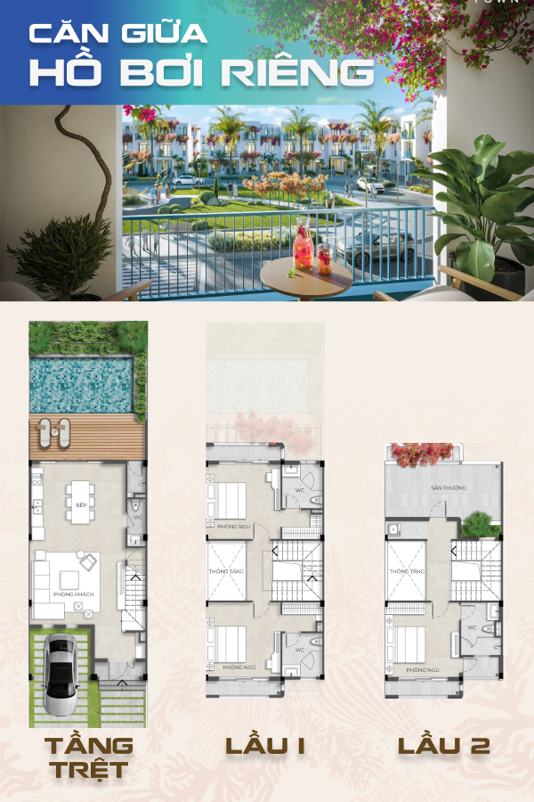 CĂN GIỮA HỒ BƠI RIÊNG Tiểu khu Ma Rốc Sông Town