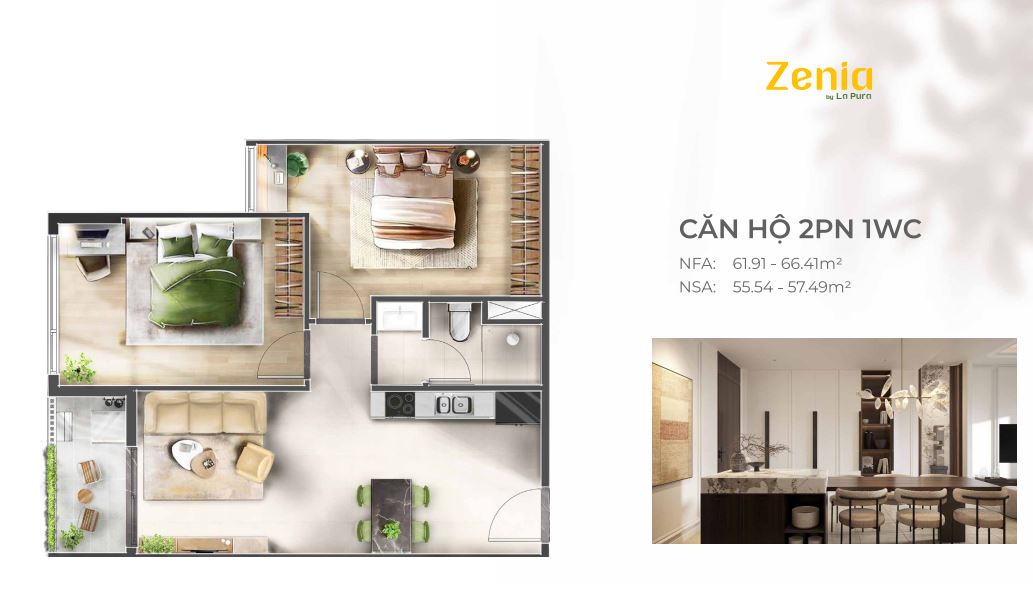 CĂN HỘ 02PN-1WC La Pura Bình Dương