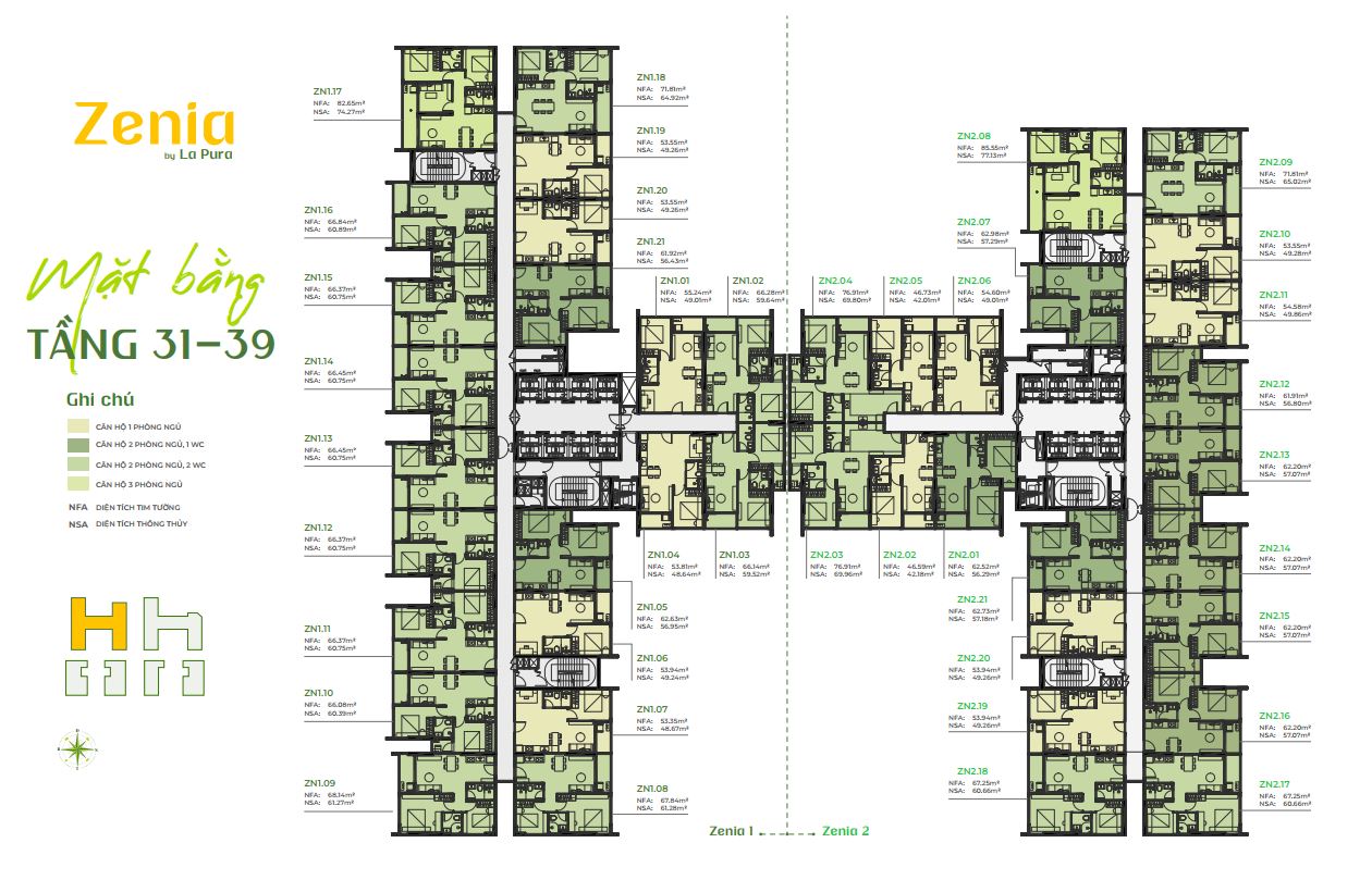 Zenia tầng 31-39 La Pura Bình Dương