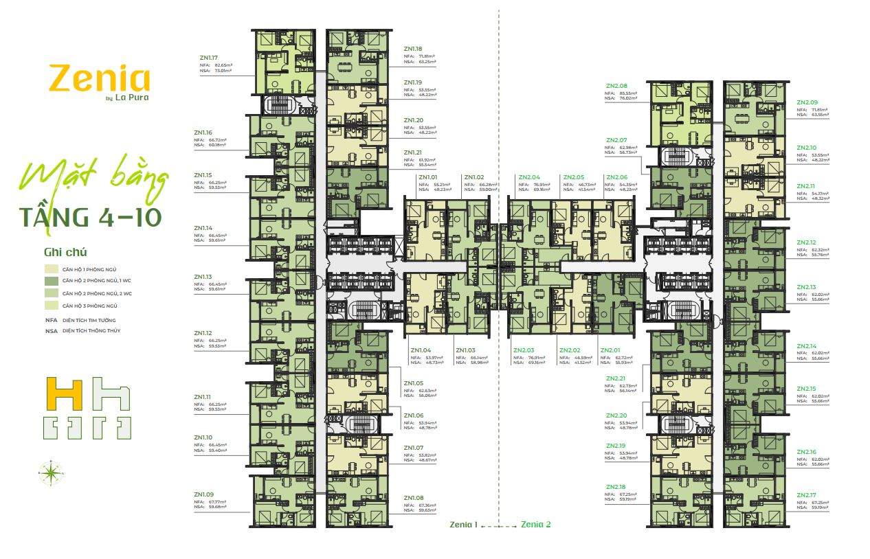 Zenia tầng 4-10 La Pura Bình Dương
