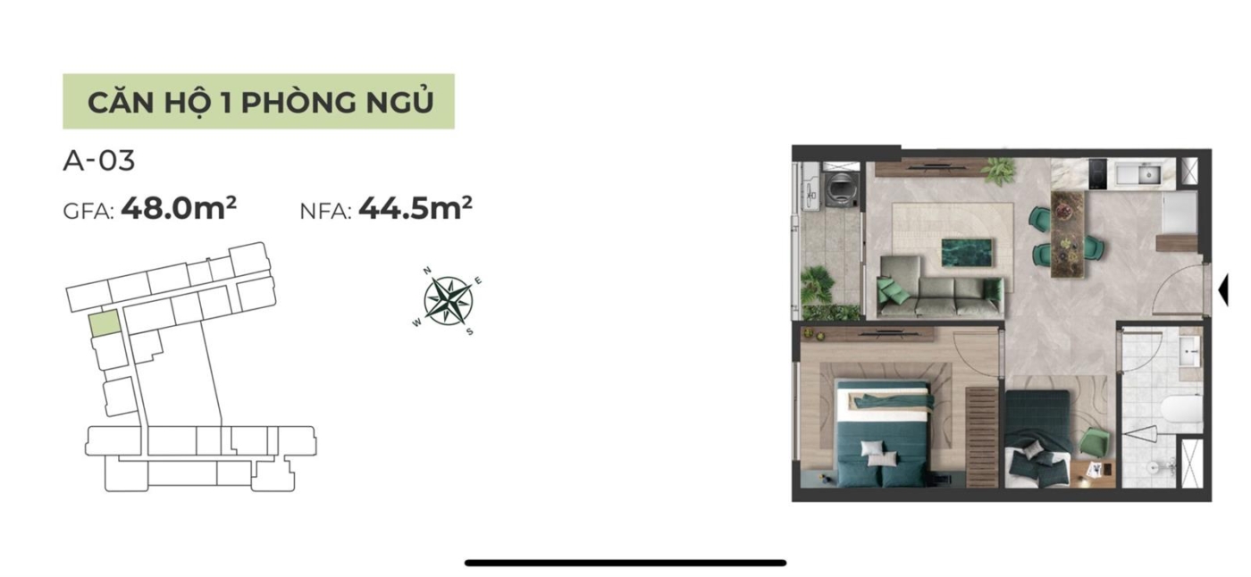 CĂN HỘ 01PN The Emerald 68