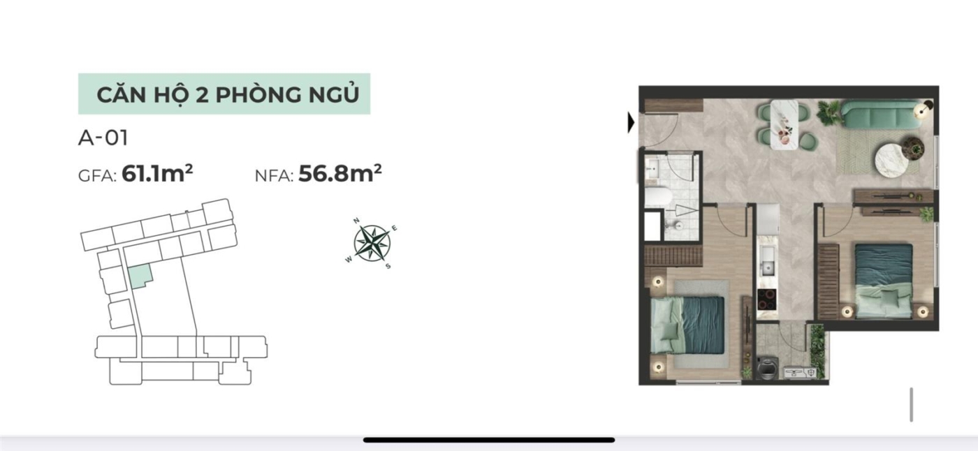 CĂN HỘ 02PN The Emerald 68