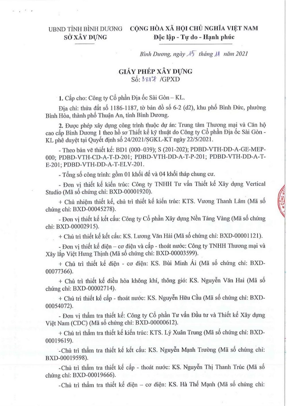 Thông tin pháp lý dự án Lapura Thuận An