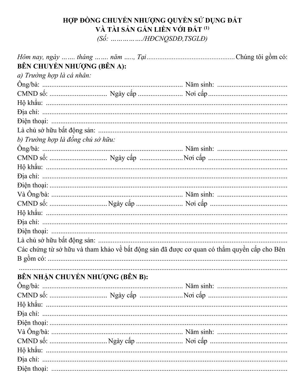 hợp đồng mua bán nhà đất