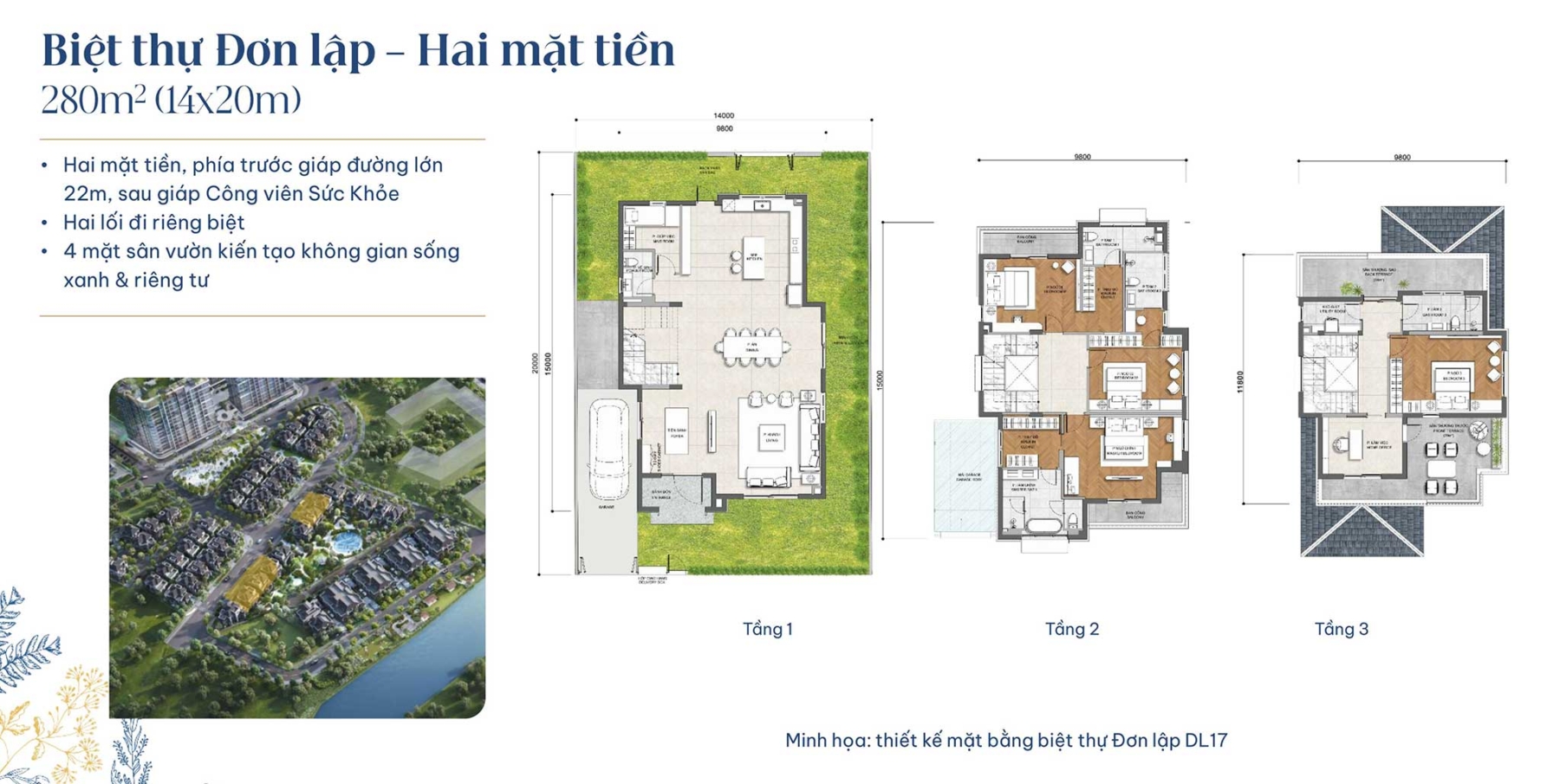 MB BIỆT THỰ ĐƠN LẬP 2 MẶT TIỀN