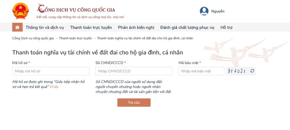 nộp thuế đất online