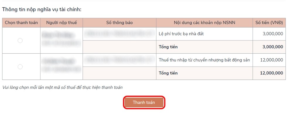 nộp thuế đất online