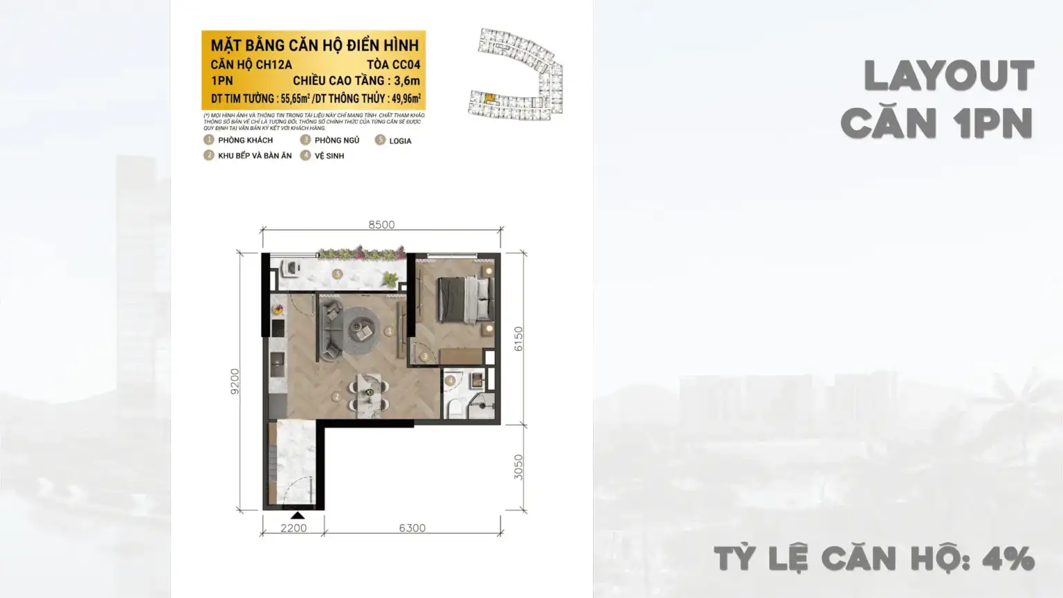 Mặt Bằng Charmora City: Bố Cục Thông Minh, Khẳng Định Chuẩn Sống Hiện Đại Charmora City vietnamland.vn Layout căn hộ 01PN