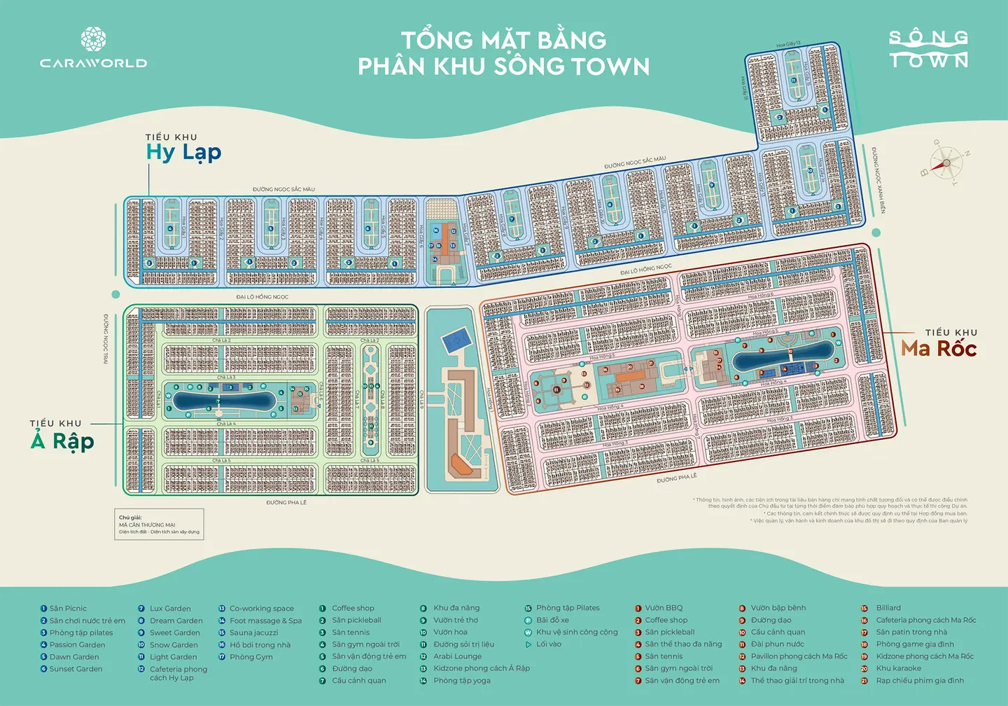 Mặt bằng phân khu Sông Town Caraworld