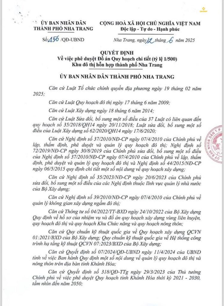 Charmora City - Hồ Sơ Minh Bạch, Pháp Lý hoàn chỉnh Từ Sun Group Charmora City vietnamland.vn Sun Nha Trang đã được chấp thuận quy hoạch chi tiết 1/500