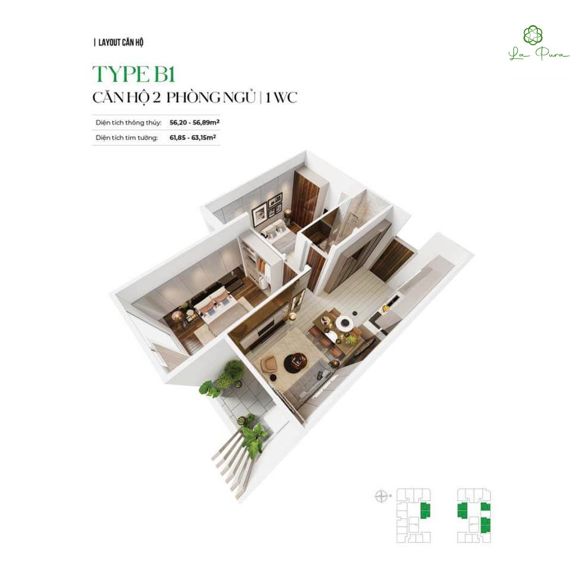 CĂN HỘ 02PN LA PURA GLORIA THUẬN AN