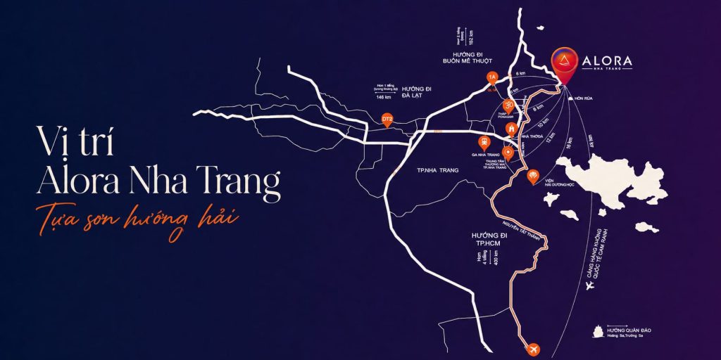 Từ Alora Nha Trang có khả năng kết nối vùng nhanh chóng, thuận tiện tới các điểm du lịch nổi tiếng.